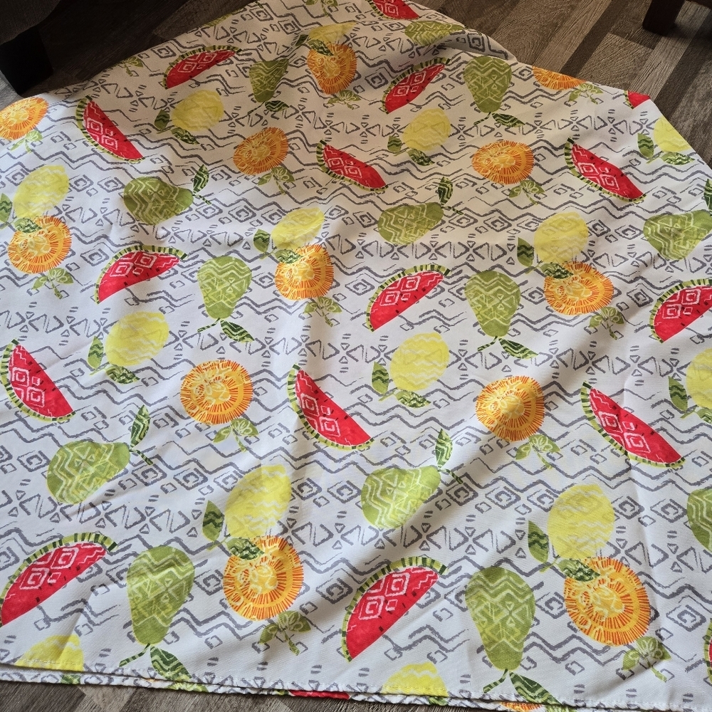Fruit Print Rectangle Tablecloth 60x80 Summer Retro Kitchen Linens Aztek Bright